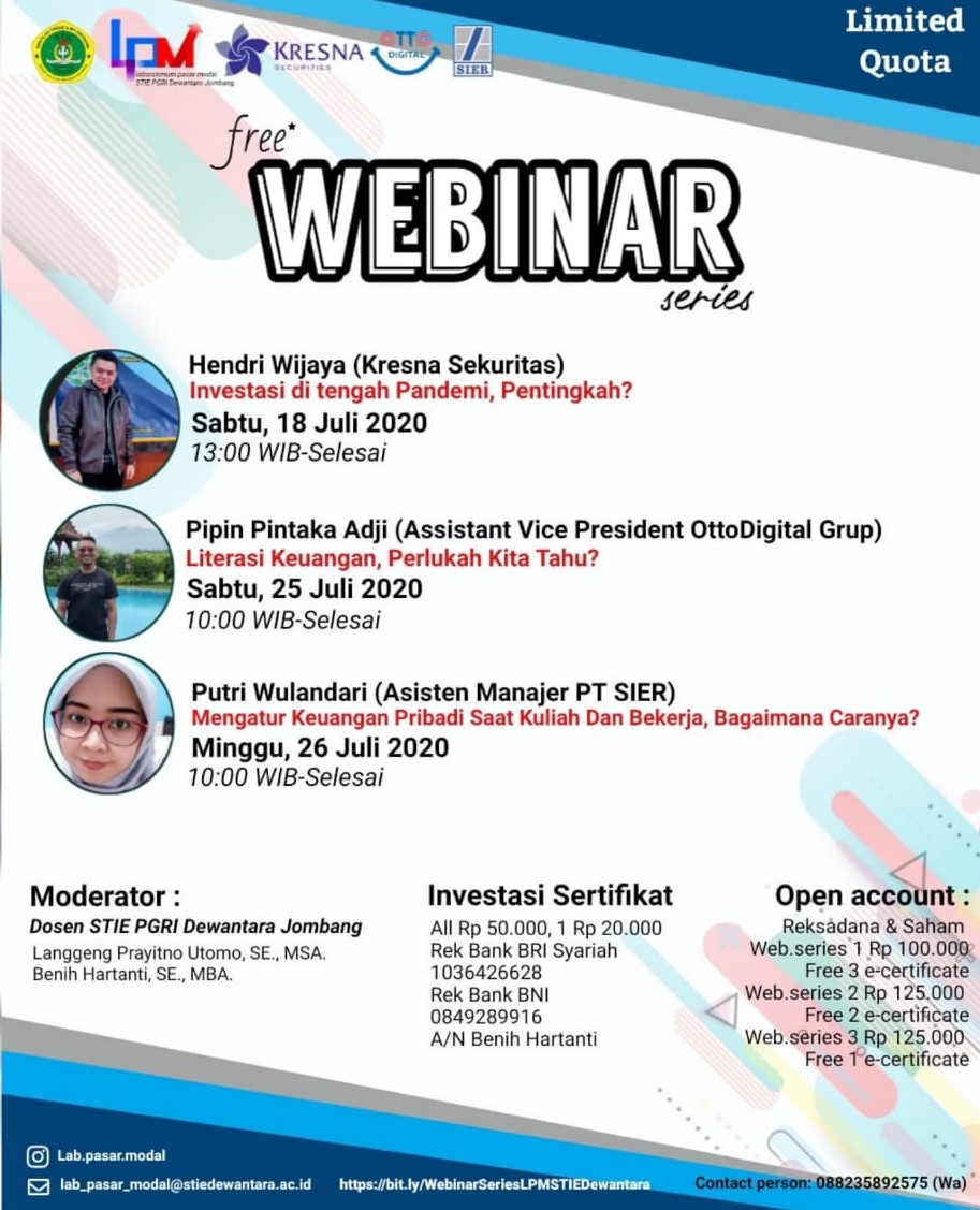WEBINAR SERIES BY PASAR MODAL STIE PGRI DEWANTARA JOMBANG WEBINAR SERIES BY PASAR MODAL STIE PGRI DEWANTARA JOMBANG